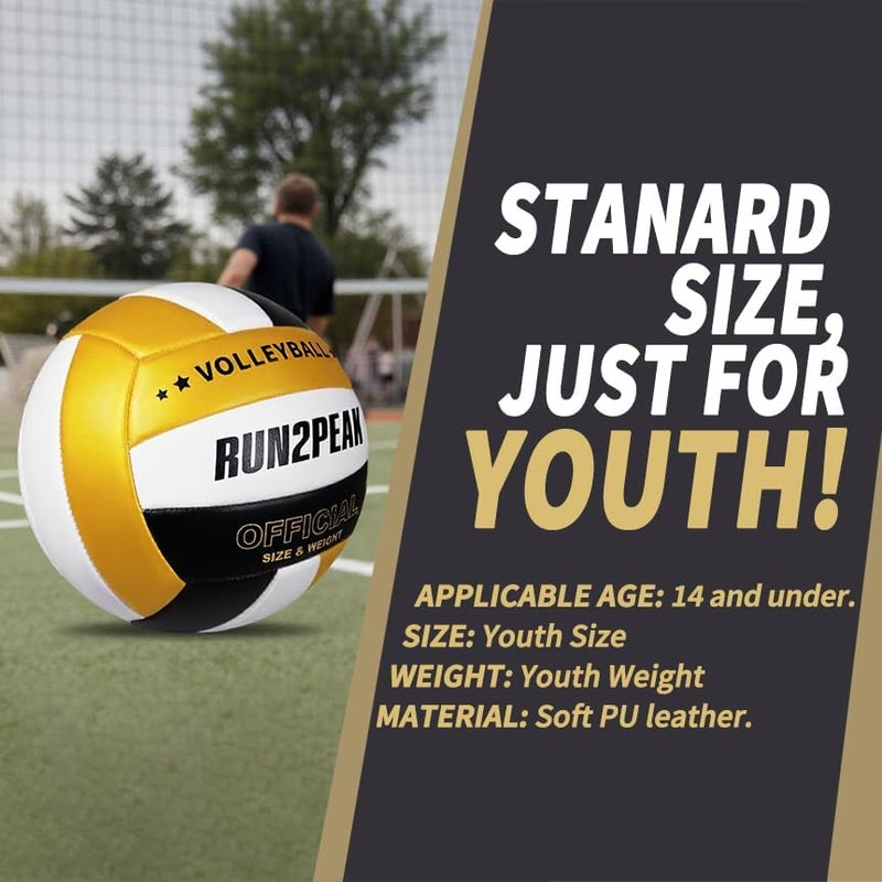 RUN2PEAK Soft Volleyball Ball Official Size 5 Volleyballs for Indoor Outdoor Beach Pool Game Play for Youth Teen Team Beginners Professional PU Leather Training Practice Volley Balls - Image 4